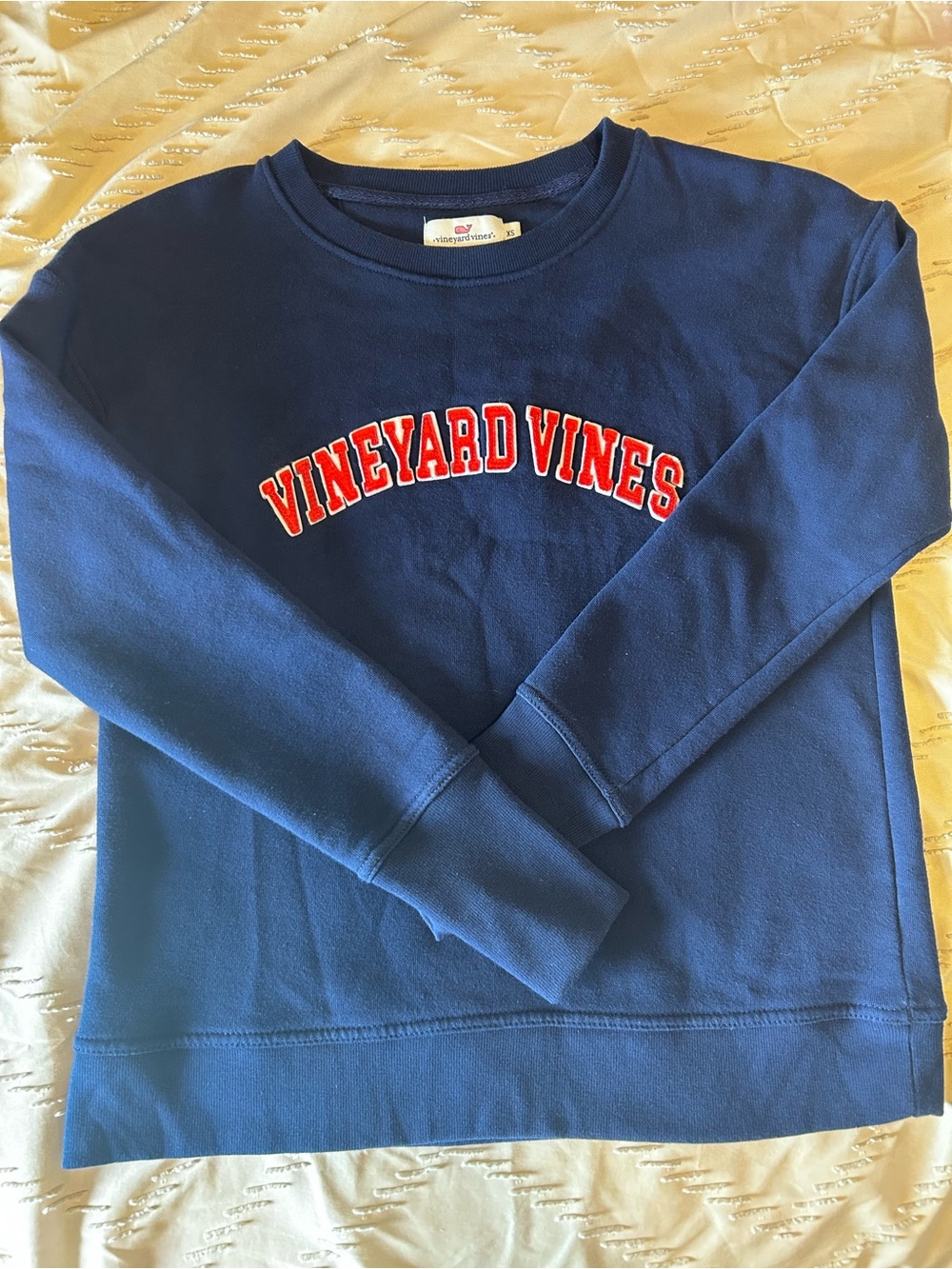 Vineyard Vines Navy Crewneck with Red Arch Logo